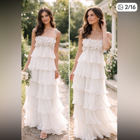 Show Me Your MuMu Gabriella Maxi Dress in White Enchanted Embellishment Sz M - Picture 3 of 7